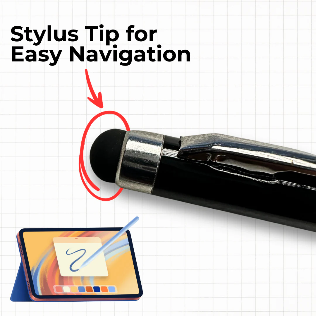 Black Slim Metal Customized Pen With Stylus - Image 3