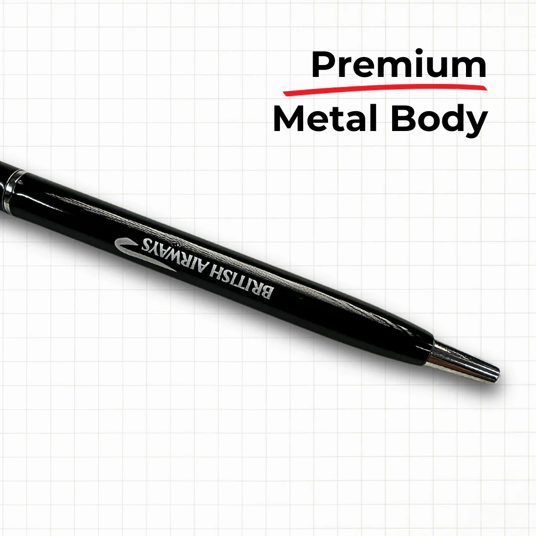 Black Slim Metal Customized Pen With Stylus - Image 4